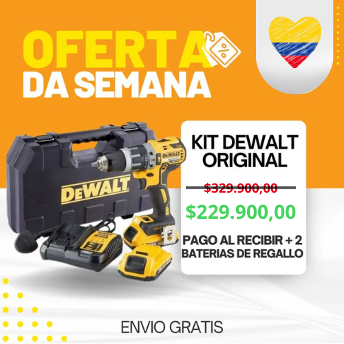 KIT DEWALT ORIGINAL: TALADRO DE ALTO IMPACTO + 26 ACCESORIOS + 2 BATERIAS GRATIS