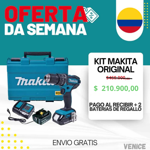 KIT MAKITA ORIGINAL: Taladro de alto impacto + 2 BATERIAS